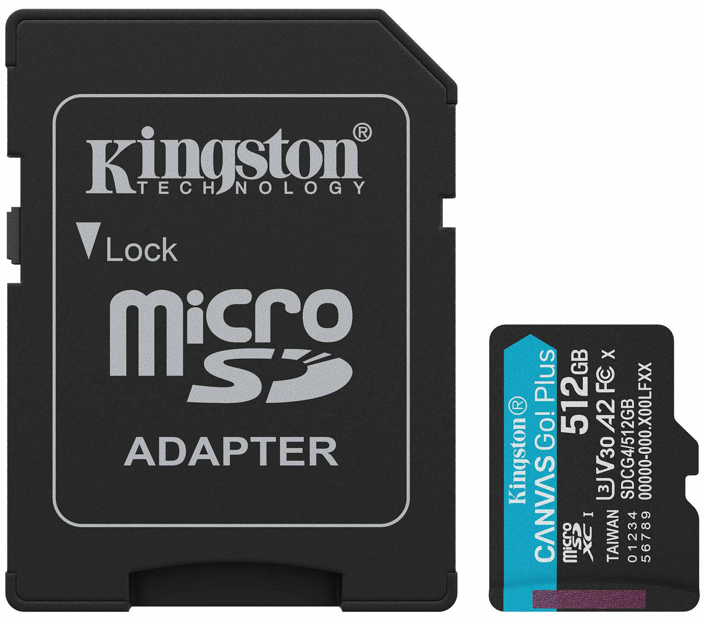 Kingston Canvas Go Plus Android A2 microSDXC Speicherkarte, 512Gb, Klasse 10 / UHS-1 U3, mit Adapter SDCG4/512GB