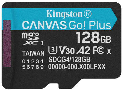 Carte mémoire microSDXC Kingston Canvas Go Plus Android A2, 128Gb, Classe 10 / UHS-1 U3 SDCG4/128GBSP