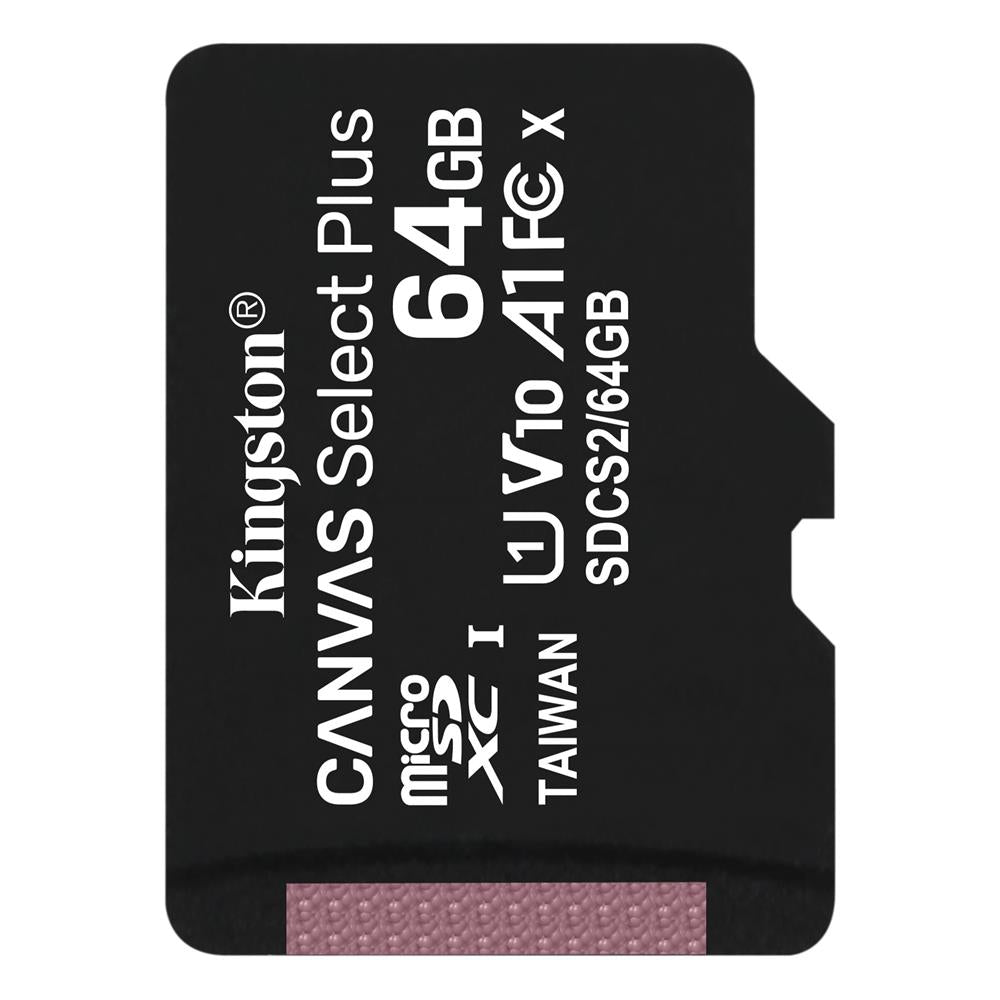 Kingston Canvas Select Plus, 64Gb, Klasse 10 / UHS-1 U1 SDCS2/64GBSP microSDXC Geheugenkaart