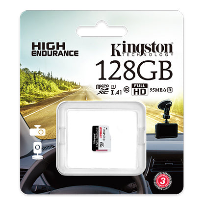 Carte mémoire microSDXC Kingston Endurance, 128Gb, Classe 10 / UHS-1 U1 SDCE/128GB