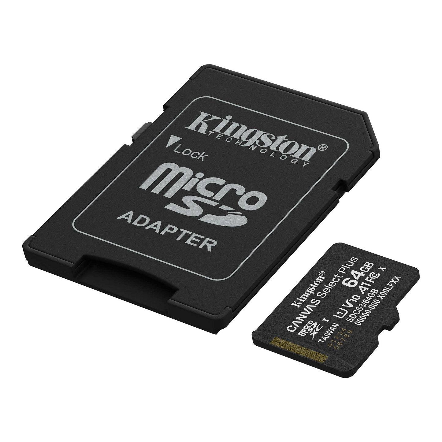 Carte mémoire microSDXC Kingston Canvas Select Plus Android A1, 64Gb, Classe 10 / UHS-1 U1, Avec Adaptateur SDCS3/64GB