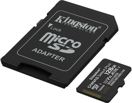 Kingston Canvas Select Plus Android A1 microSDXC Memory Card, 128Gb, Class 10 / UHS-1 U1, With Adapter SDCS3/128GB