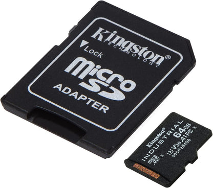 Carte mémoire microSDXC Kingston Industrial, 64Go, Classe 10 / UHS-1 U3, avec adaptateur SDCIT2/64GB