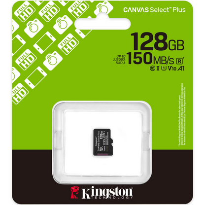 Kingston Canvas Select Plus Android A1 microSDXC Geheugenkaart, 128Gb, Klasse 10 / UHS-1 U1 SDCS3/128GBSP