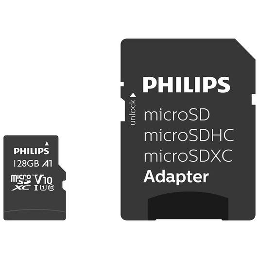 Carte mémoire microSDXC Philips, 128Gb, Classe 10 / UHS-1 U1, avec adaptateur FM12MP45B/10