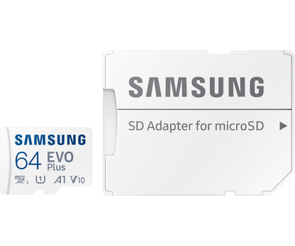 Geheugenkaart microSDXC Samsung Evo Plus, 64Gb, Klasse 10 / UHS-1 U1, Met Adapter MB-MC64KA/EU MB-MC64KA/EU