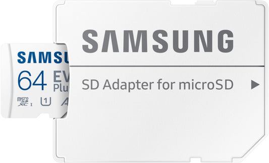 Carte mémoire microSDXC Samsung Evo Plus, 64Gb, Classe 10 / UHS-1 U1, Avec Adaptateur MB-MC64SA/EU