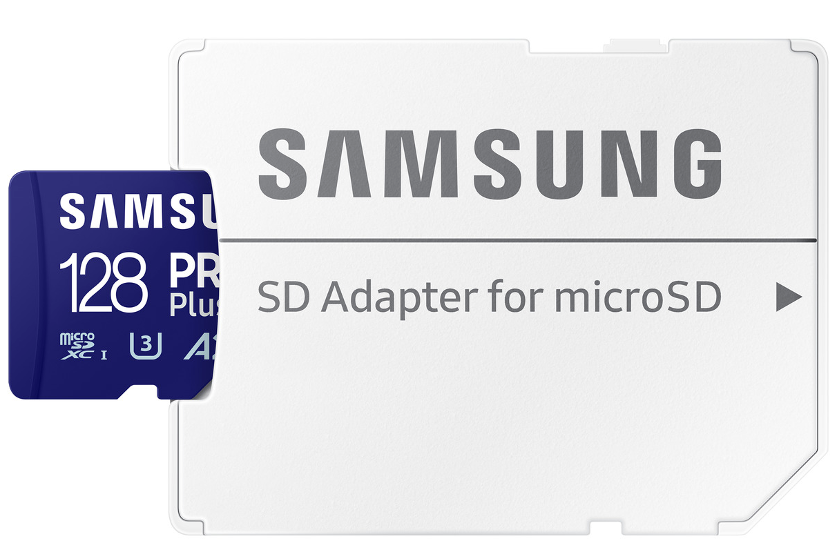 Samsung PRO Plus microSDXC Speicherkarte, 128Gb, Klasse 10 / UHS-1 U3, mit Adapter MB-MD128SA/EU