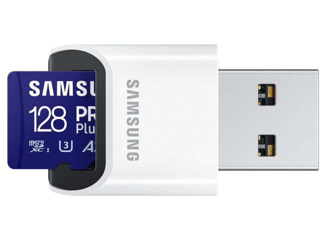 Samsung PRO Plus microSDXC Geheugenkaart, 128Gb, Klasse 10 / UHS-1 U3, met Kaartlezer MB-MD128SB/WW