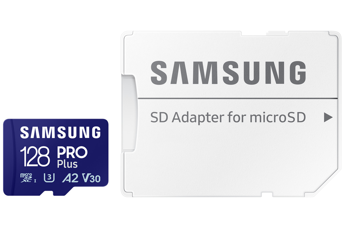 Samsung PRO Plus microSDXC Speicherkarte, 128Gb, Klasse 10 / UHS-1 U3, mit Adapter MB-MD128SA/EU