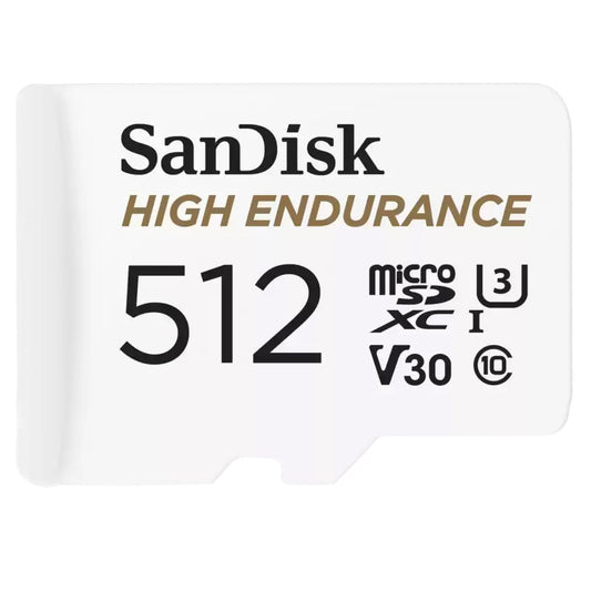 Carte mémoire microSDXC SanDisk High Endurance, 512Go, Classe 10 / UHS-1 U3, Avec Adaptateur SDSQQNR-512G-GN6IA