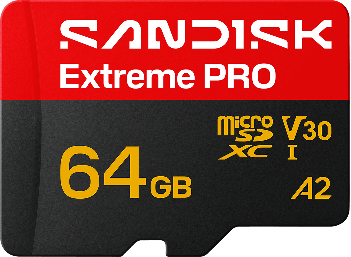 Carte Mémoire microSDXC SanDisk Extreme Pro A2, 64Go, Classe 10 / UHS-1 U3, Avec Adaptateur SDSQXCU-064G-GS6MA