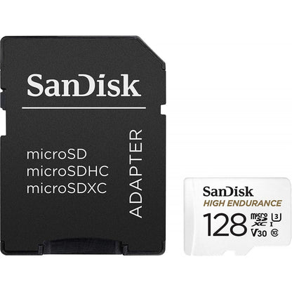 SanDisk High Endurance microSDXC Geheugenkaart, 128Gb, Klasse 10 / UHS-1 U3, Met Adapter SDSQQNR-128G-GN6IA