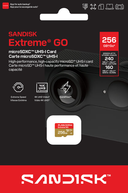 microSDXC-Speicherkarte SanDisk Extreme GO Android A2, 256GB, Klasse 10 / UHS-1 U1 SDSQXGN-256G-GN6MN