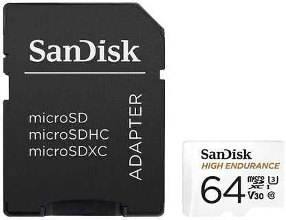 SanDisk High Endurance microSDXC Speicherkarte, 64Gb, Klasse 10 / UHS-1 U3, mit Adapter SDSQQNR-064G-GN6IA