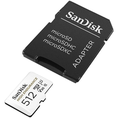 SanDisk High Endurance microSDXC Speicherkarte, 512Gb, Klasse 10 / UHS-1 U3, mit Adapter SDSQQNR-512G-GN6IA