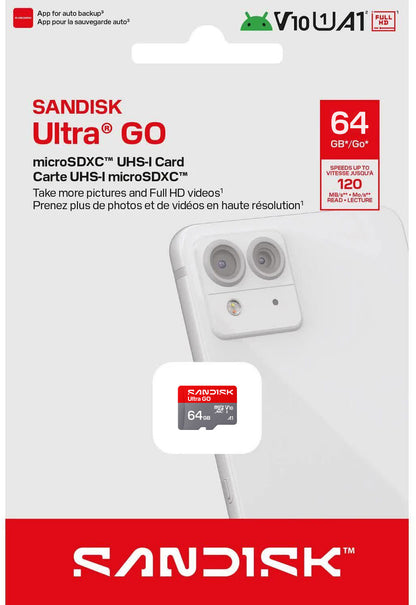microSDXC SanDisk Ultra GO Android A1 Geheugenkaart, 64Gb, Klasse 10 / UHS-1 U1 SDSQUGN-064G-GN6MN