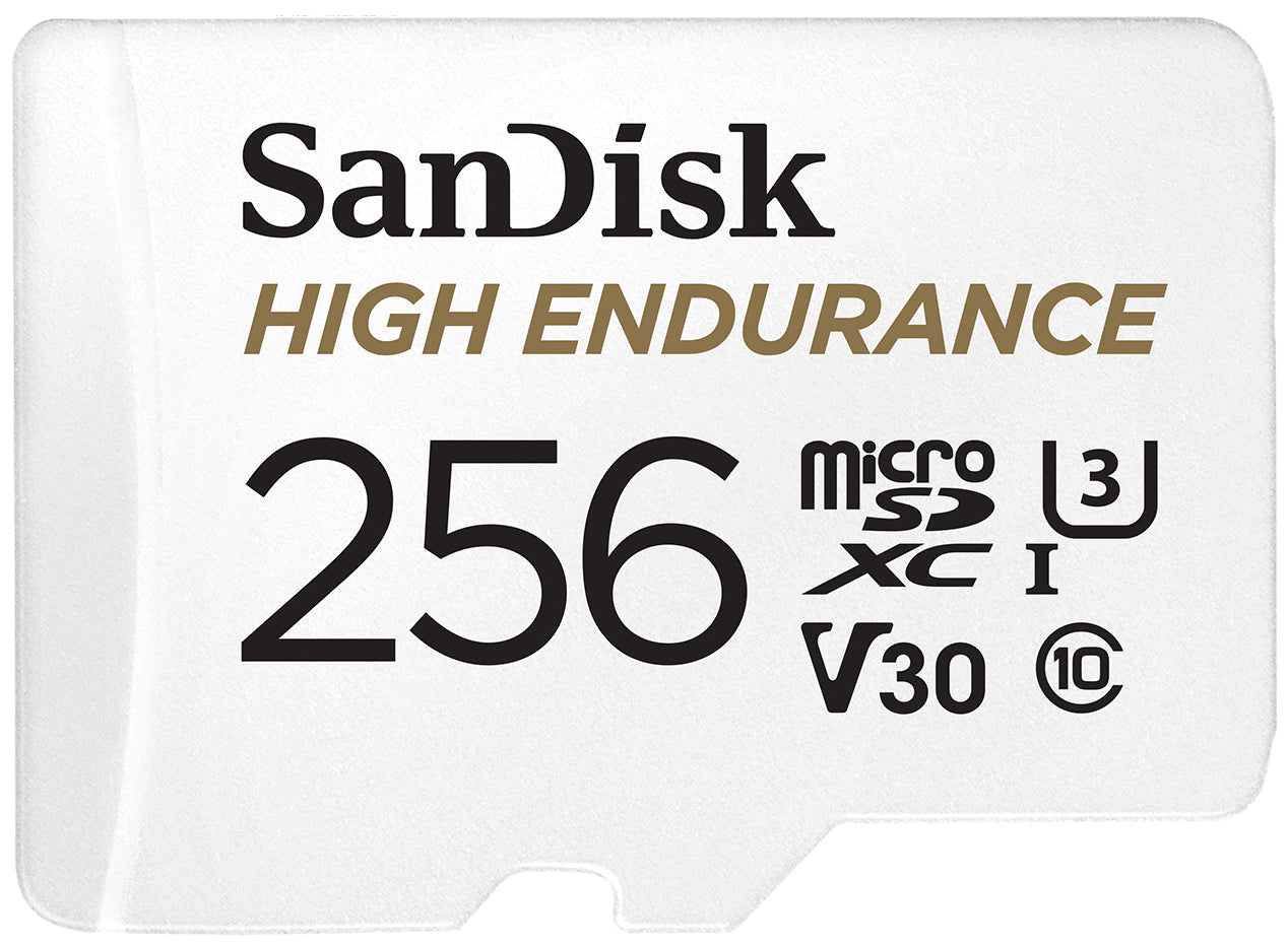 SanDisk High Endurance microSDXC Memory Card, 256Gb, Class 10 / UHS-1 U3, With Adapter SDSQQNR-256G-GN6IA