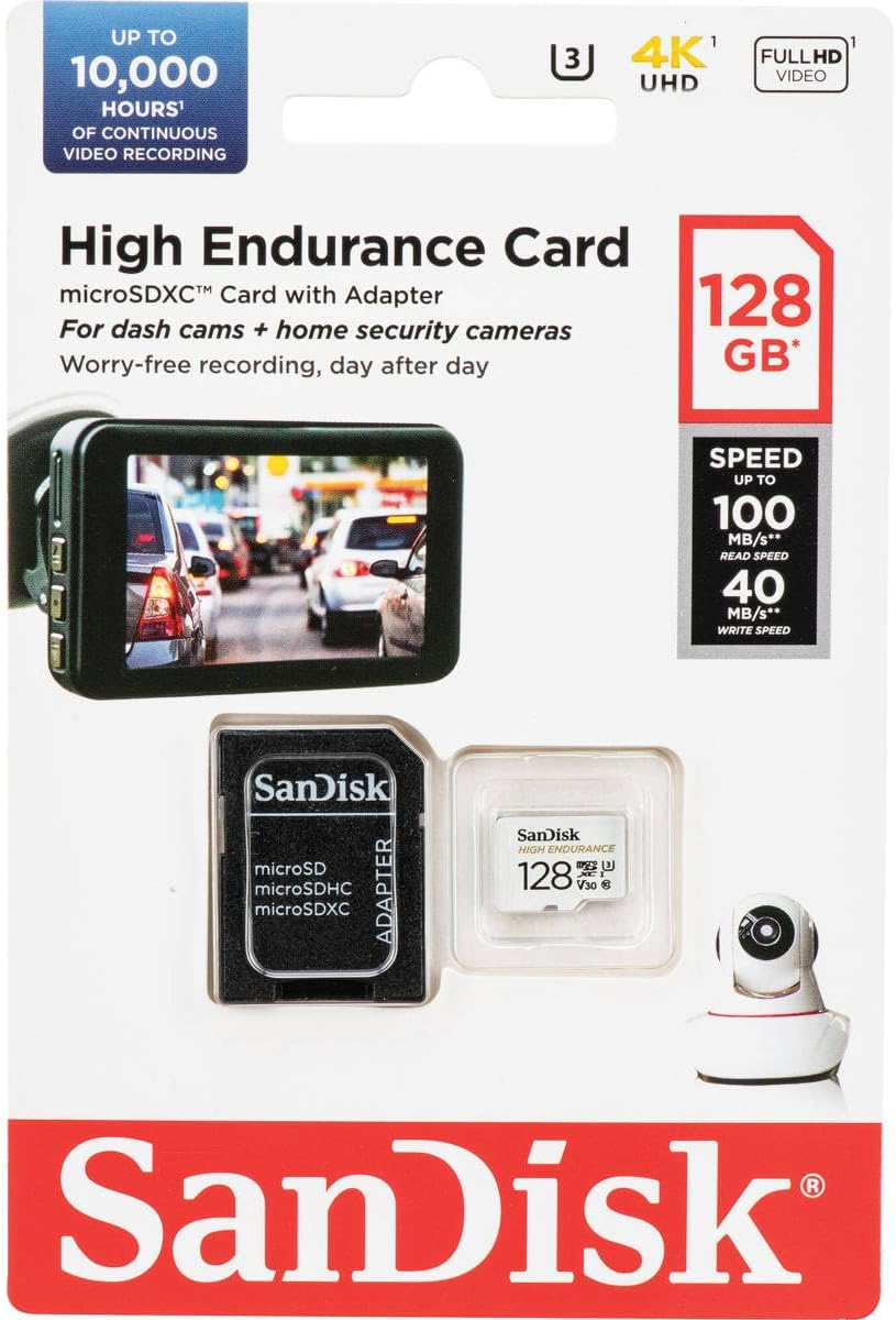 SanDisk High Endurance microSDXC Geheugenkaart, 128Gb, Klasse 10 / UHS-1 U3, Met Adapter SDSQQNR-128G-GN6IA