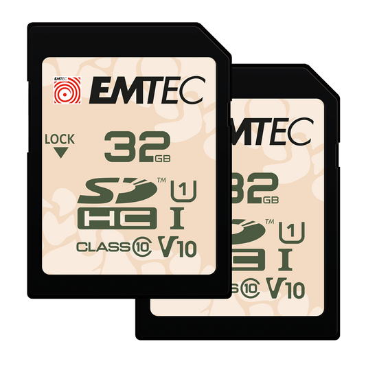 SDHC Geheugenkaart Emtec Rugged Outdoor, 32Gb, Klasse 10 / UHS-1 U1, Set van 2 stuks ECMSD32GHCU1ORP2