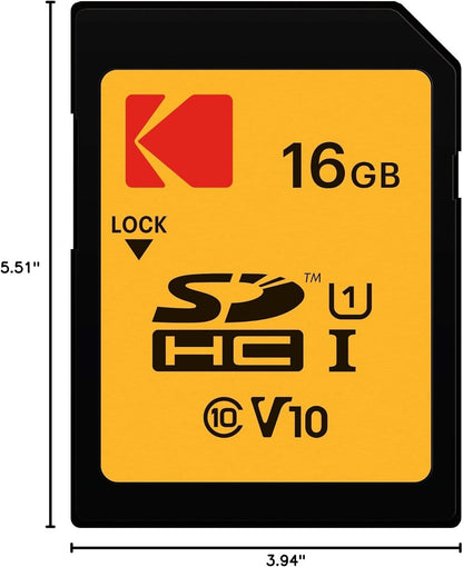 SDHC Geheugenkaart Kodak Premium Performance, 16Gb, Klasse 10 / UHS-1 U1 EKMSD16GHC10K