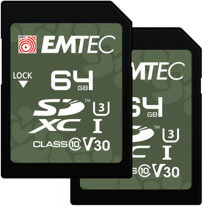 SDXC Speicherkarte Emtec Rugged Outdoor, 64GB, Klasse 10 / UHS-1 U3, 2er Set ECMSD64GXCU3ORP