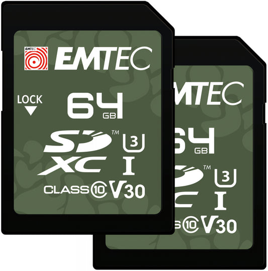 SDXC Geheugenkaart Emtec Rugged Outdoor, 64Gb, Klasse 10 / UHS-1 U3, Set van 2 stuks ECMSD64GXCU3ORP