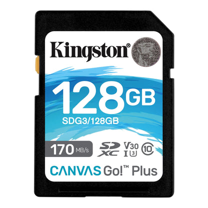 SDXC-geheugenkaart Kingston Canvas Go Plus, 128Gb, Klasse 10 / UHS-1 U3 SDG3/128GB