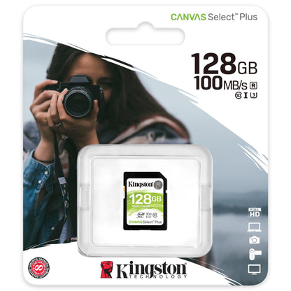 SDXC-geheugenkaart Kingston Canvas Select Plus, 128Gb, Klasse 10 / UHS-1 U1 SDS2/128GB-SD 