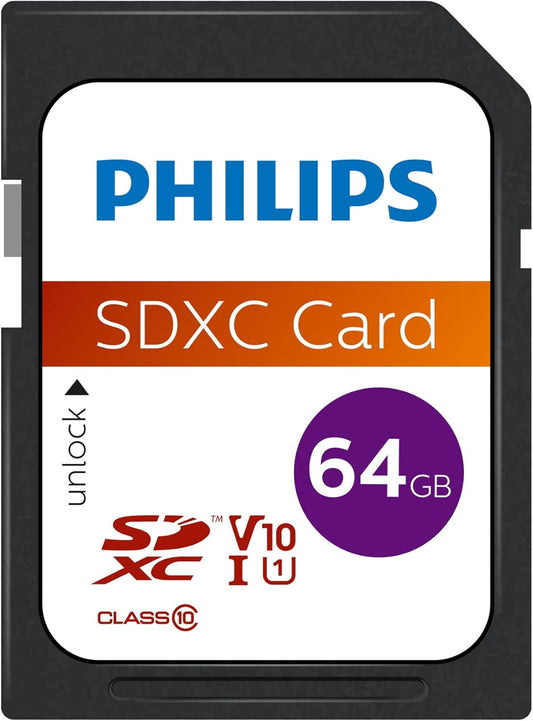 Carte mémoire SDXC Philips, 64Gb, Classe 10 / UHS-1 U1 FM64SD55B/00