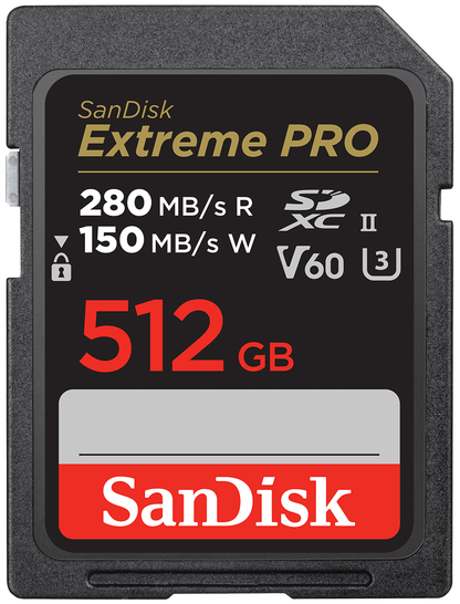 Carte Mémoire SDXC SanDisk Extreme Pro, 512Gb, Classe 10 / UHS-2 U3 SDSDXEP-512G-GN4IN