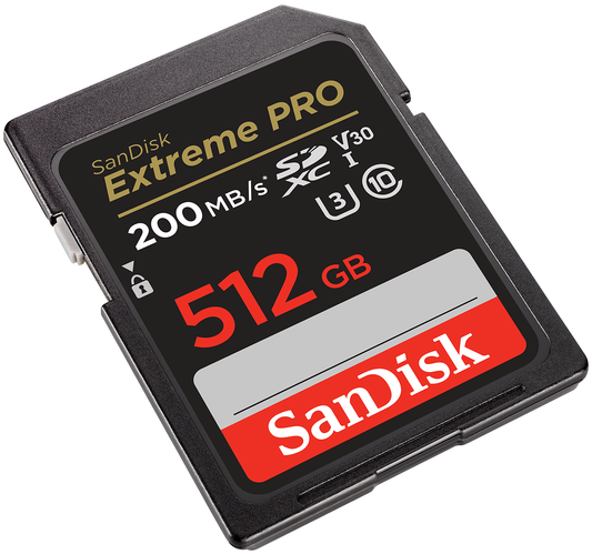 SDXC Geheugenkaart SanDisk Extreme Pro, 512Gb, Klasse 10 / UHS-1 U3 SDSDXXD-512G-GN4IN