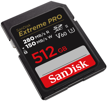 Carte Mémoire SDXC SanDisk Extreme Pro, 512Gb, Classe 10 / UHS-2 U3 SDSDXEP-512G-GN4IN