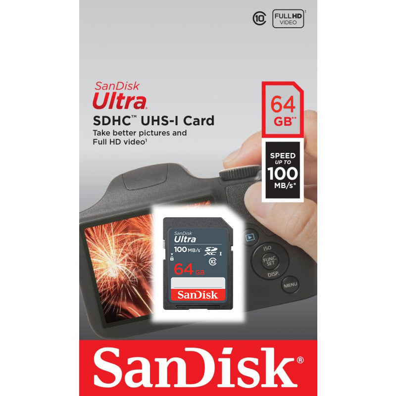SDXC Geheugenkaart SanDisk Ultra, 64Gb, Klasse 10 SDSDUNR-064G-GN3IN