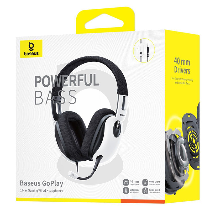 Baseus GoPlay 1 Max 3.5mm koptelefoon, Wit A00181002213-00