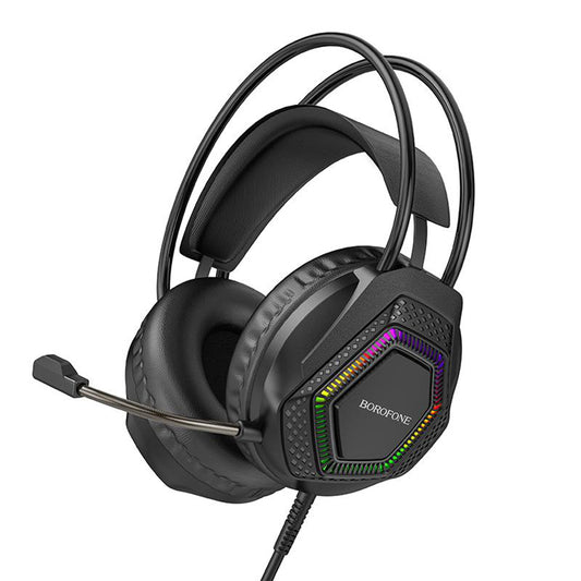 Gaming Headset 3.5mm Borofone BO105 Thunder, RGB, 2m, Zwart