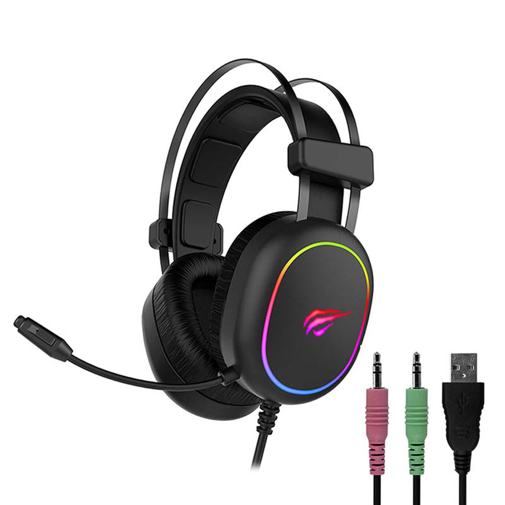 Casques Gaming 3.5mm HAVIT H2016d, RGB, 2m, Noirs