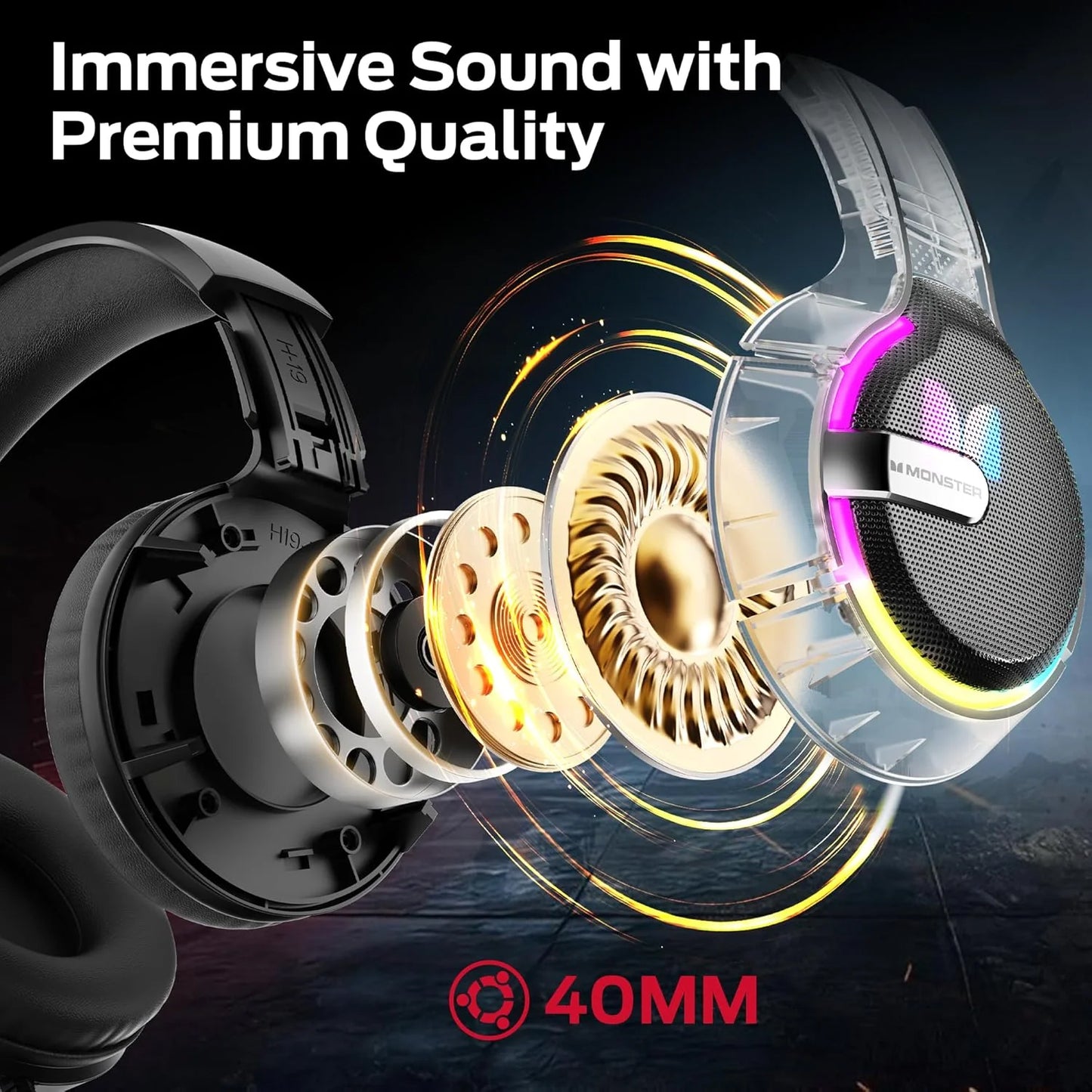 Gaming Headset 3.5mm Monster Mission 320, RGB, 1,9m, Zwart