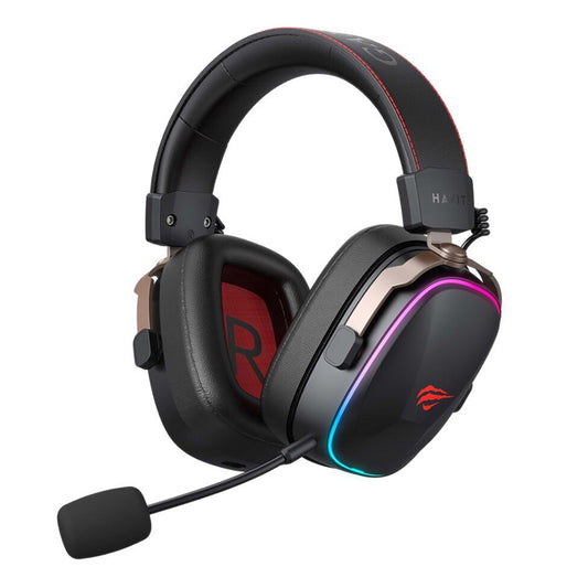 Casque Gaming Sans Fil HAVIT H2039BG, RGB, BT / Wi-Fi / Filaire, Noir Ocre