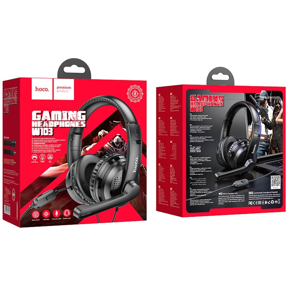 Casque Gaming 3,5 mm HOCO W103, Noir