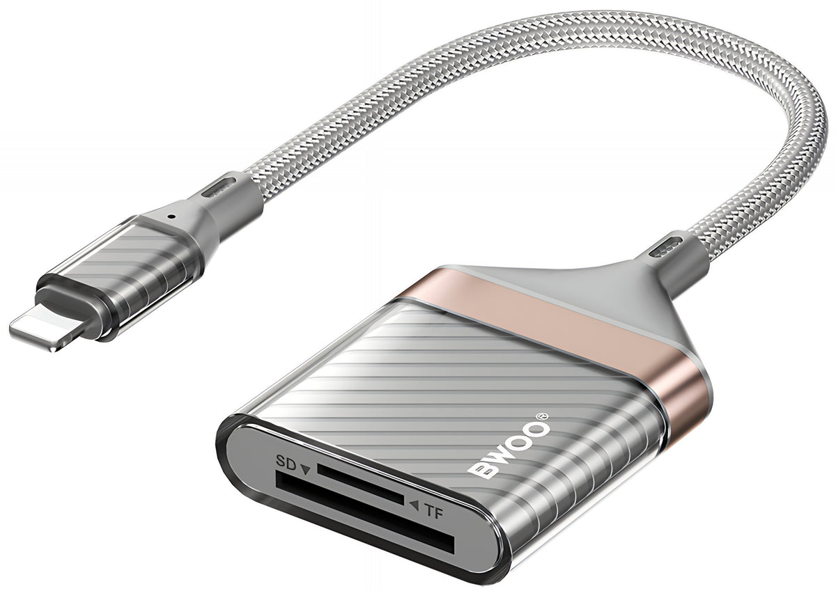 Lightning-kaartlezer BWOO BZ63, SD - microSD, grijs