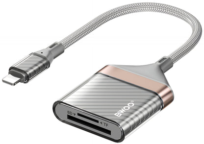 Lightning-kaartlezer BWOO BZ63, SD - microSD, grijs