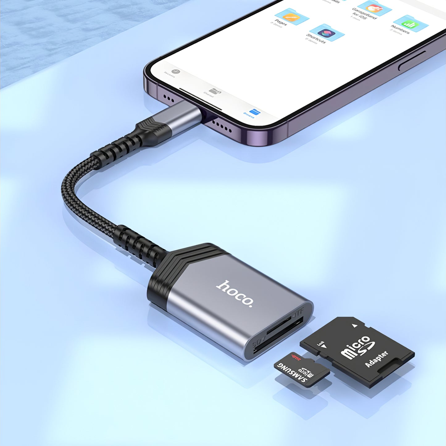 Kaartlezer Lightning HOCO UA25, SD - microSD, Gri