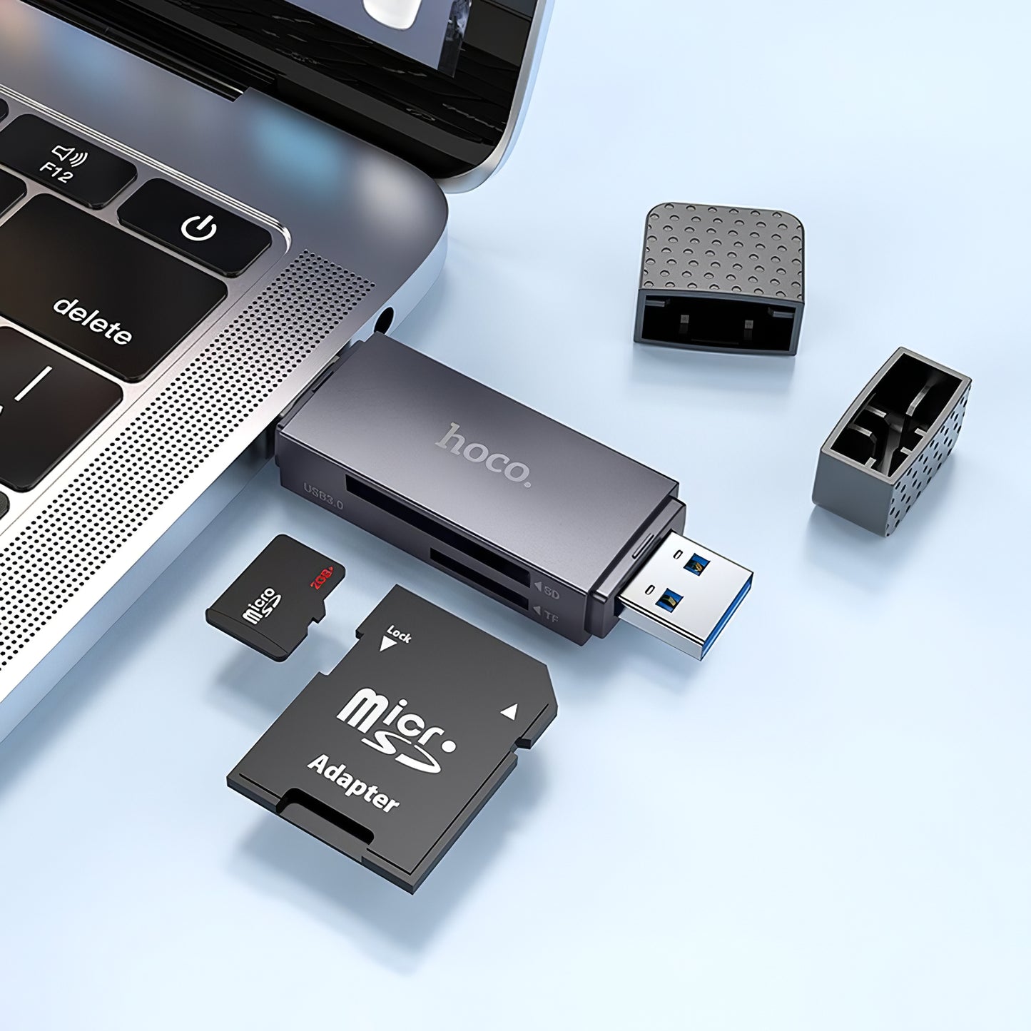 Lecteur de cartes USB / USB-C HOCO HB45, SD - microSD, USB 2.0, Gris 