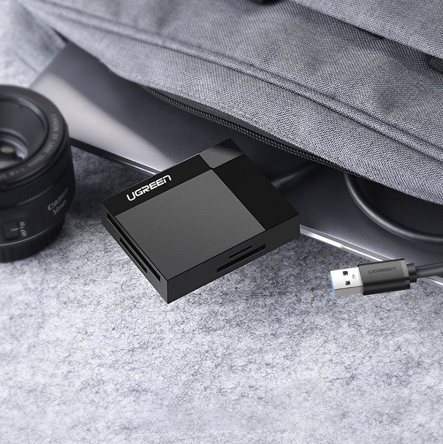 USB 3.0 Kaartlezer UGREEN CR125, SD - microSD - CF - MS, Zwart