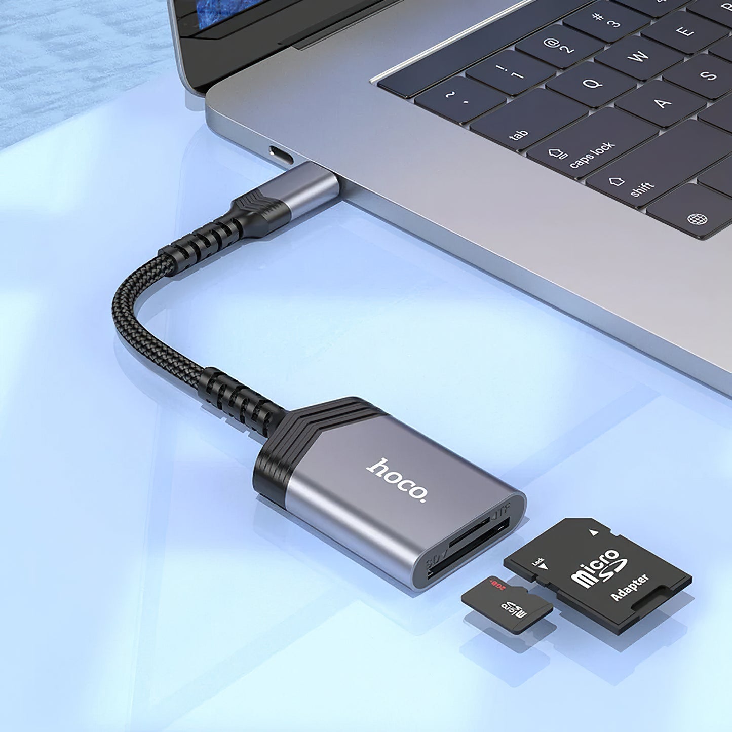 USB-C kaartlezer HOCO UA25, SD - microSD, Grijs 