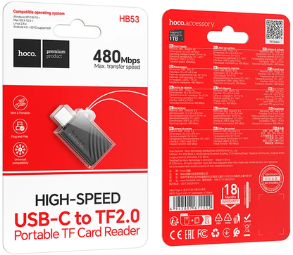 USB-C Kartenleser HOCO HB53, microSD, Schwarz