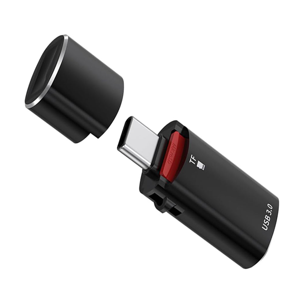 Kaartlezer USB-C Techsuit AluVoltX, USB-A (OTG) - microSD, Zwart