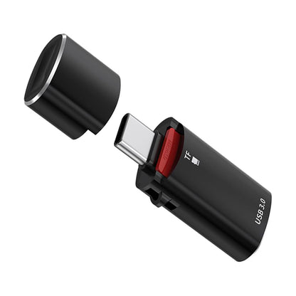 Kaartlezer USB-C Techsuit AluVoltX, USB-A (OTG) - microSD, Zwart