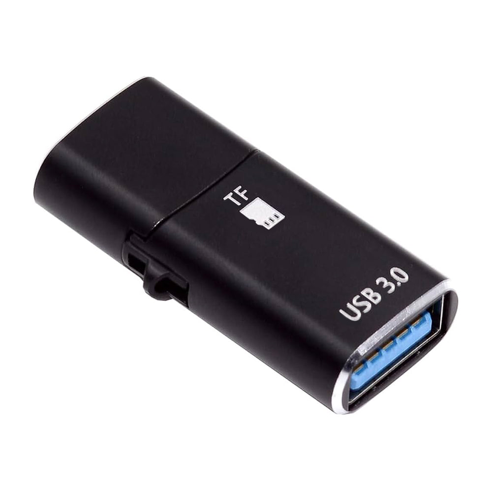 Kaartlezer USB-C Techsuit AluVoltX, USB-A (OTG) - microSD, Zwart